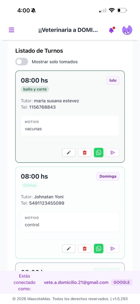 Turnos en celular